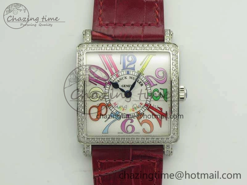 Master Square SS Ladies GF 1:1 Best Edition White Color Markers Dial Diam Bezel On Leather Strap Swiss Quartz TravelReady 6591