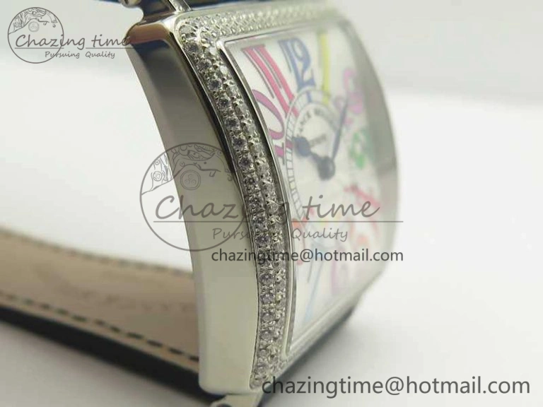 Master Square SS Ladies GF 1:1 Best Edition White Color Markers Dial Diam Bezel On Leather Strap Swiss Quartz TravelReady 6591