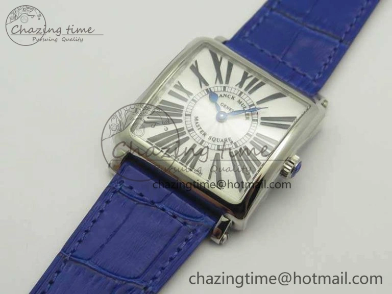 Youthful Master Square SS Ladies GF 1:1 Best Edition White Dial On Leather Strap Swiss Quartz 6593