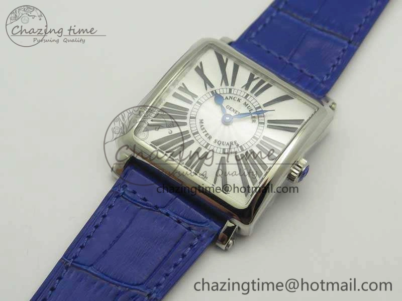 Youthful Master Square SS Ladies GF 1:1 Best Edition White Dial On Leather Strap Swiss Quartz 6593