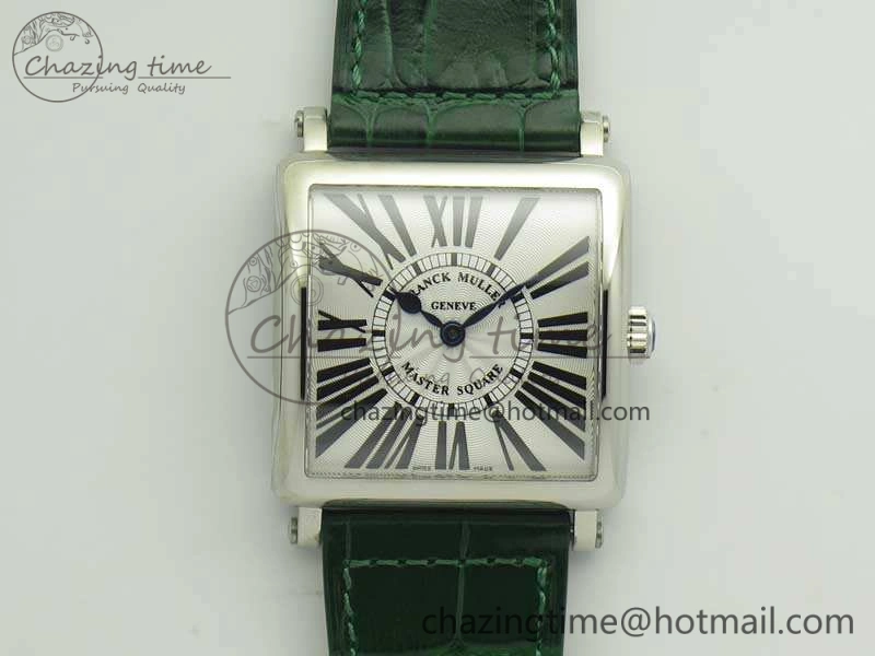 Youthful Master Square SS Ladies GF 1:1 Best Edition White Dial On Leather Strap Swiss Quartz 6593
