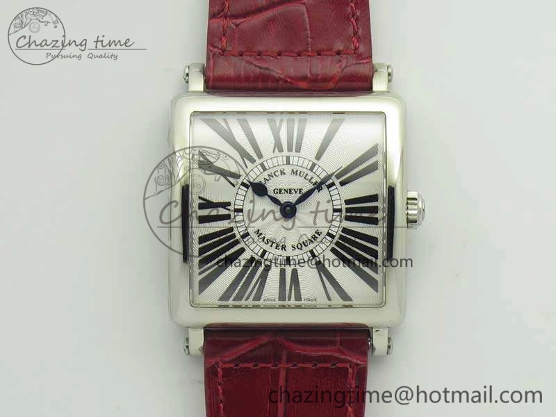 Youthful Master Square SS Ladies GF 1:1 Best Edition White Dial On Leather Strap Swiss Quartz 6593