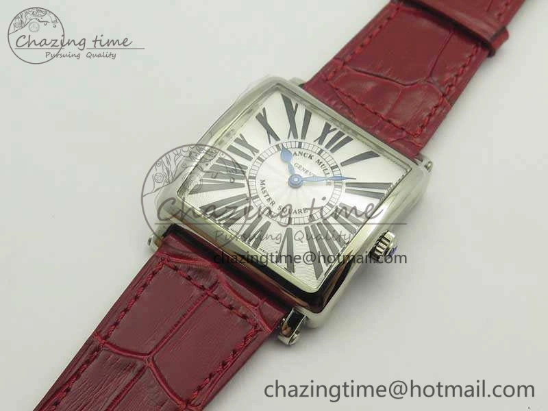 Youthful Master Square SS Ladies GF 1:1 Best Edition White Dial On Leather Strap Swiss Quartz 6593