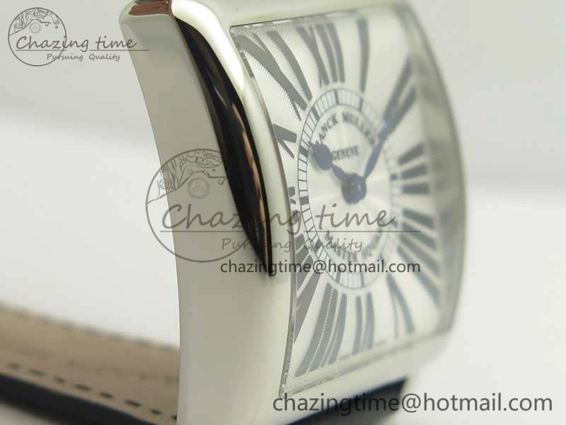 Youthful Master Square SS Ladies GF 1:1 Best Edition White Dial On Leather Strap Swiss Quartz 6593