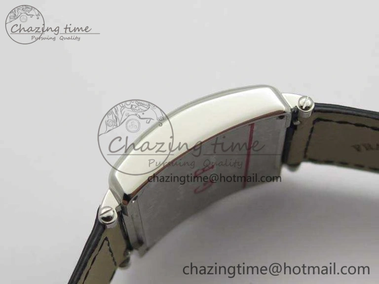 Master Square SS Ladies GF 1:1 Best Edition White Textured Dial On Black Leather Strap Swiss Quartz Colorful 6594