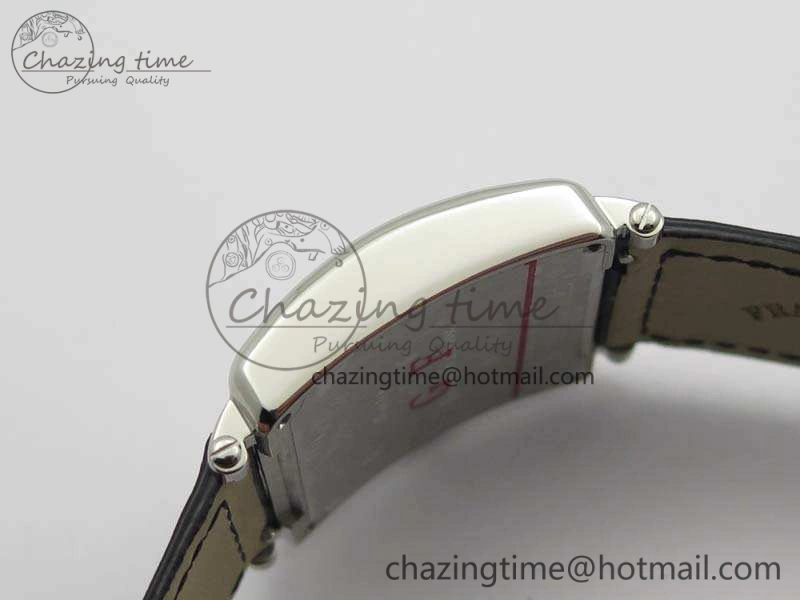 Master Square SS Ladies GF 1:1 Best Edition White Textured Dial On Black Leather Strap Swiss Quartz Colorful 6594