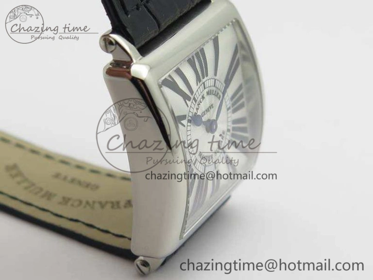 Master Square SS Ladies GF 1:1 Best Edition White Textured Dial On Black Leather Strap Swiss Quartz Colorful 6594