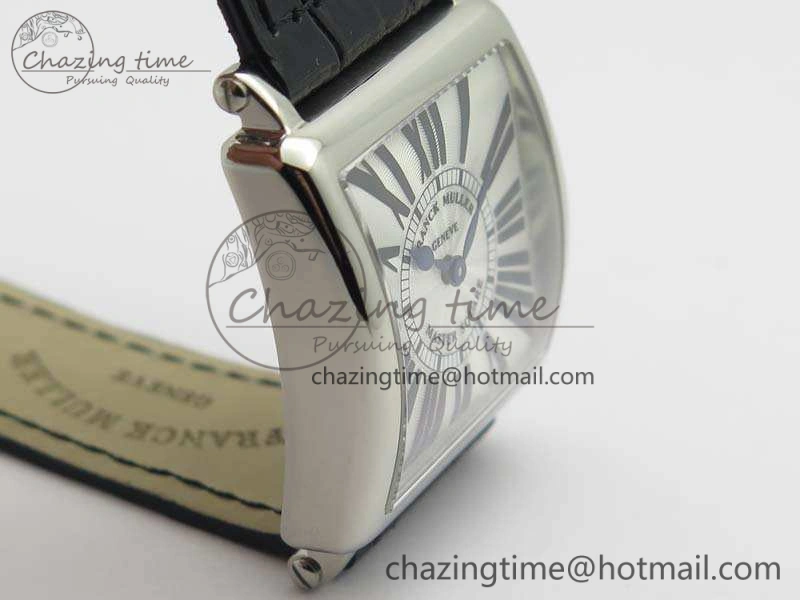 Master Square SS Ladies GF 1:1 Best Edition White Textured Dial On Black Leather Strap Swiss Quartz Colorful 6594