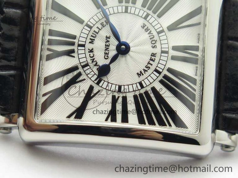 Master Square SS Ladies GF 1:1 Best Edition White Textured Dial On Black Leather Strap Swiss Quartz Colorful 6594