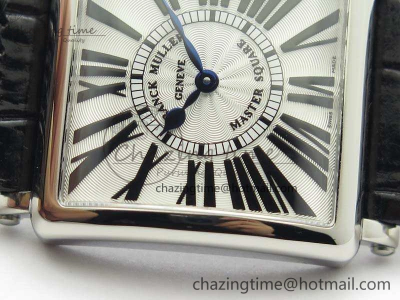Master Square SS Ladies GF 1:1 Best Edition White Textured Dial On Black Leather Strap Swiss Quartz Colorful 6594