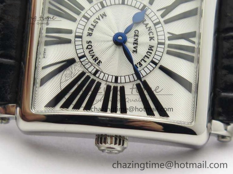 Master Square SS Ladies GF 1:1 Best Edition White Textured Dial On Black Leather Strap Swiss Quartz Colorful 6594