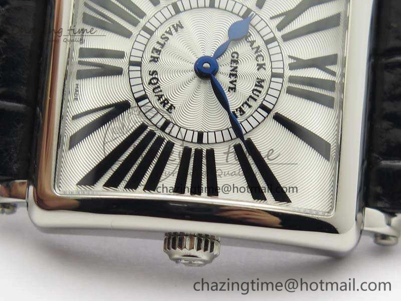 Master Square SS Ladies GF 1:1 Best Edition White Textured Dial On Black Leather Strap Swiss Quartz Colorful 6594