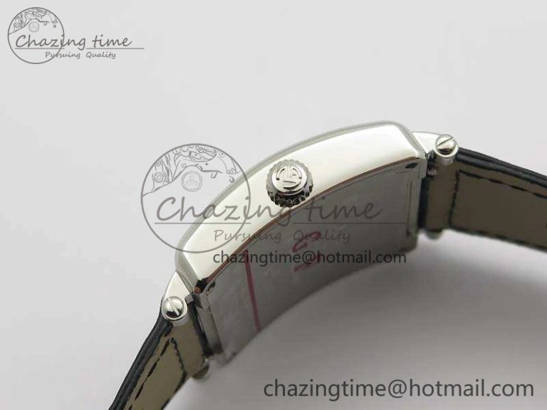 Master Square SS Ladies GF 1:1 Best Edition White Textured Dial On Black Leather Strap Swiss Quartz Colorful 6594