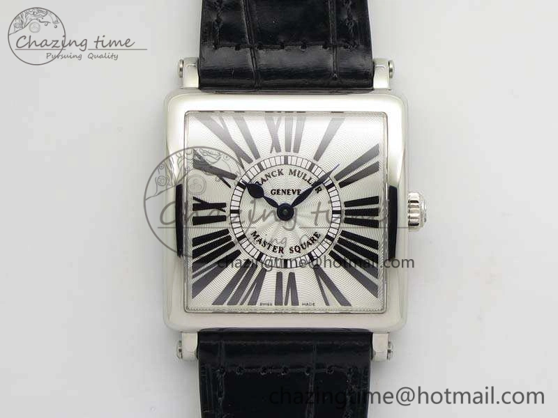 Master Square SS Ladies GF 1:1 Best Edition White Textured Dial On Black Leather Strap Swiss Quartz Colorful 6594