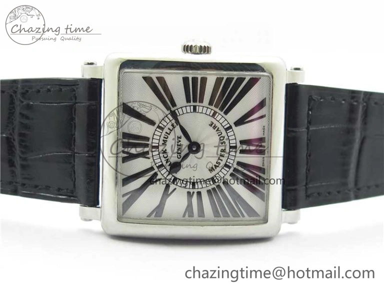 Master Square SS Ladies ZF 1:1 Best Edition White Black Roman Dial on Black Leather Strap Ronda Quartz NewStyle 6554