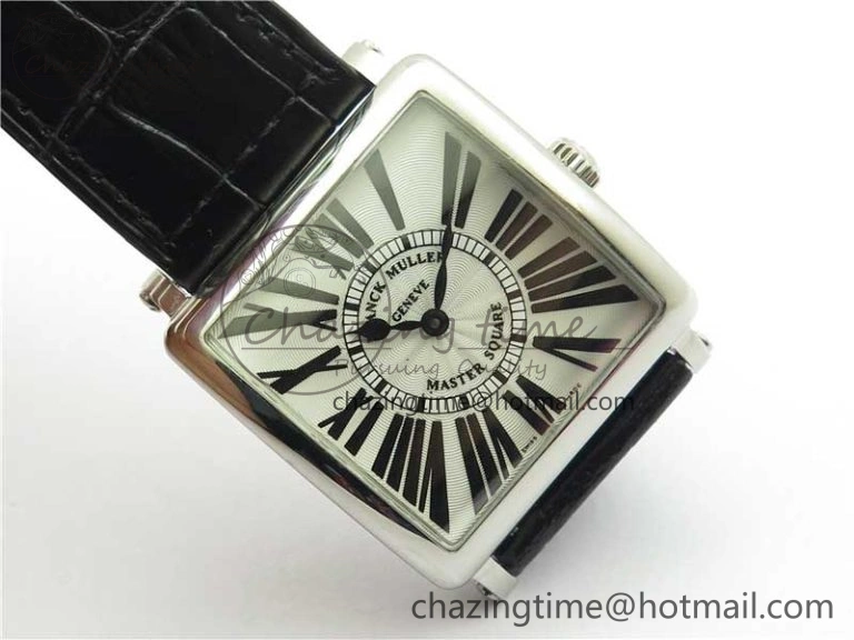 Master Square SS Ladies ZF 1:1 Best Edition White Black Roman Dial on Black Leather Strap Ronda Quartz NewStyle 6554