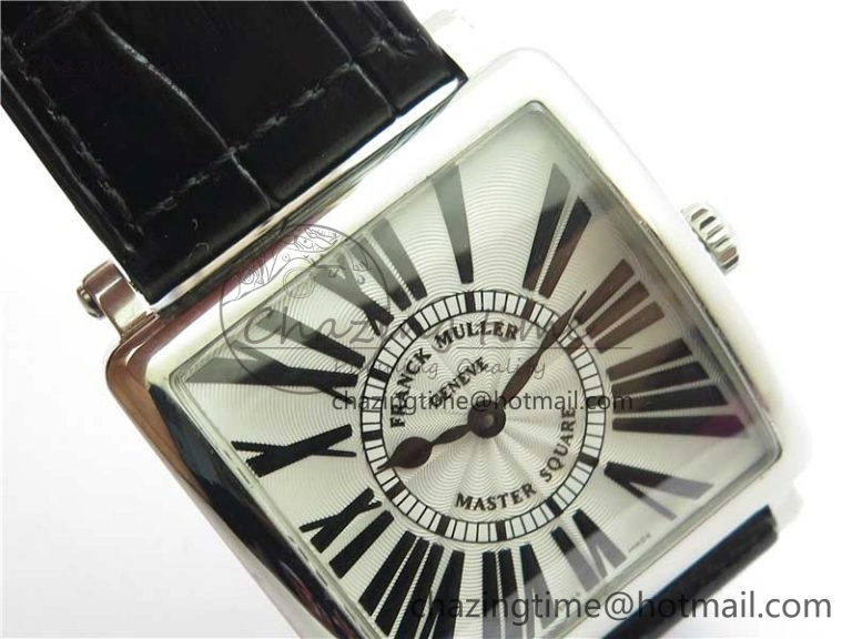 Master Square SS Ladies ZF 1:1 Best Edition White Black Roman Dial on Black Leather Strap Ronda Quartz NewStyle 6554
