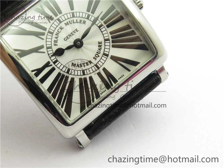 Master Square SS Ladies ZF 1:1 Best Edition White Black Roman Dial on Black Leather Strap Ronda Quartz NewStyle 6554