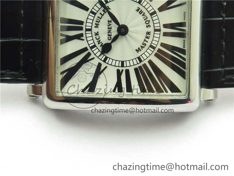 Master Square SS Ladies ZF 1:1 Best Edition White Black Roman Dial on Black Leather Strap Ronda Quartz NewStyle 6554