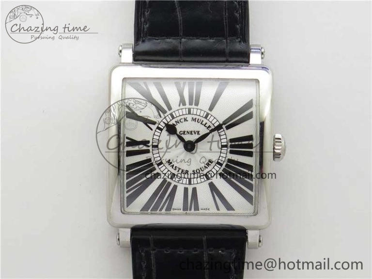 Master Square SS Ladies ZF 1:1 Best Edition White Black Roman Dial on Black Leather Strap Ronda Quartz NewStyle 6554