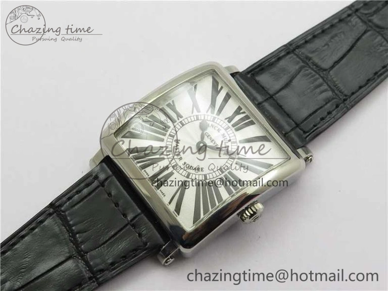 Master Square SS Ladies ZF 1:1 Best Edition White Black Roman Dial on Black Leather Strap Ronda Quartz NewStyle 6554