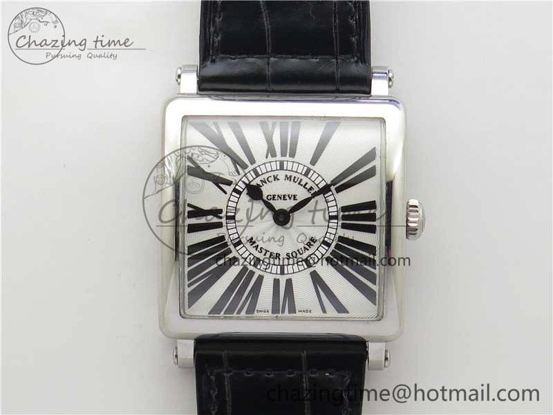 Master Square SS Ladies ZF 1:1 Best Edition White Black Roman Dial on Black Leather Strap Ronda Quartz NewStyle 6554