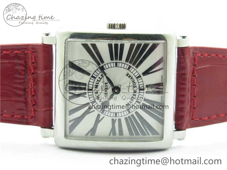 Master Square SS Ladies ZF 1:1 Best Edition White Black Roman Dial on Red Leather Strap Ronda Quartz Efficient 6553