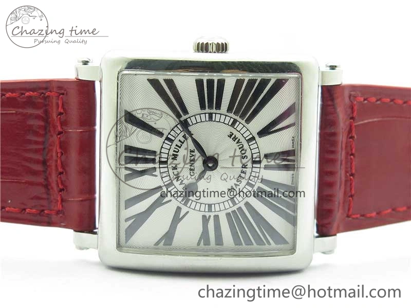 Master Square SS Ladies ZF 1:1 Best Edition White Black Roman Dial on Red Leather Strap Ronda Quartz Efficient 6553