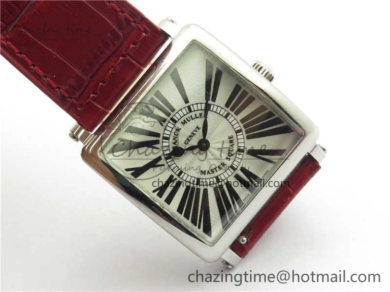 Master Square SS Ladies ZF 1:1 Best Edition White Black Roman Dial on Red Leather Strap Ronda Quartz Efficient 6553