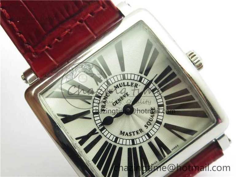Master Square SS Ladies ZF 1:1 Best Edition White Black Roman Dial on Red Leather Strap Ronda Quartz Efficient 6553