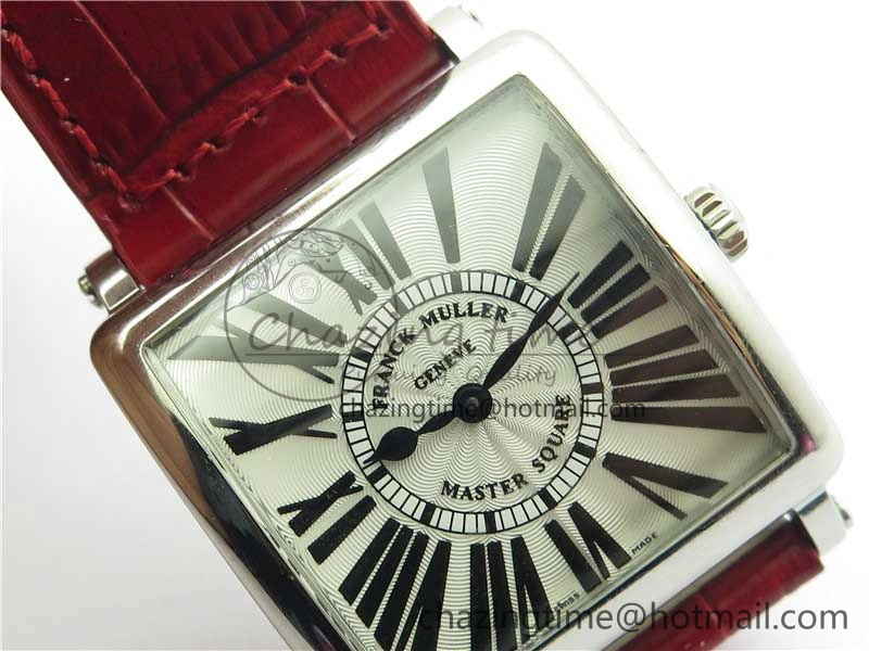 Master Square SS Ladies ZF 1:1 Best Edition White Black Roman Dial on Red Leather Strap Ronda Quartz Efficient 6553