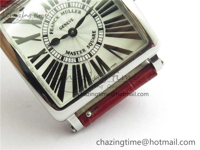 Master Square SS Ladies ZF 1:1 Best Edition White Black Roman Dial on Red Leather Strap Ronda Quartz Efficient 6553