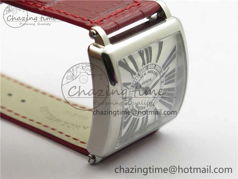 Master Square SS Ladies ZF 1:1 Best Edition White Black Roman Dial on Red Leather Strap Ronda Quartz Efficient 6553