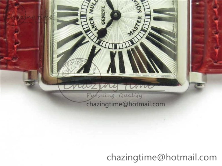 Master Square SS Ladies ZF 1:1 Best Edition White Black Roman Dial on Red Leather Strap Ronda Quartz Efficient 6553