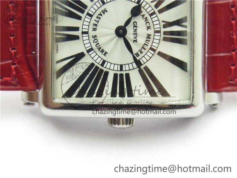 Master Square SS Ladies ZF 1:1 Best Edition White Black Roman Dial on Red Leather Strap Ronda Quartz Efficient 6553