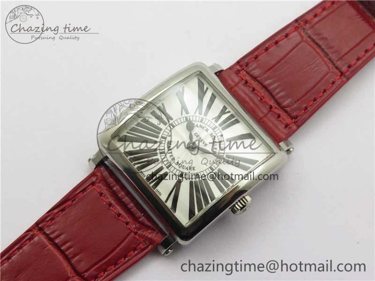 Master Square SS Ladies ZF 1:1 Best Edition White Black Roman Dial on Red Leather Strap Ronda Quartz Efficient 6553
