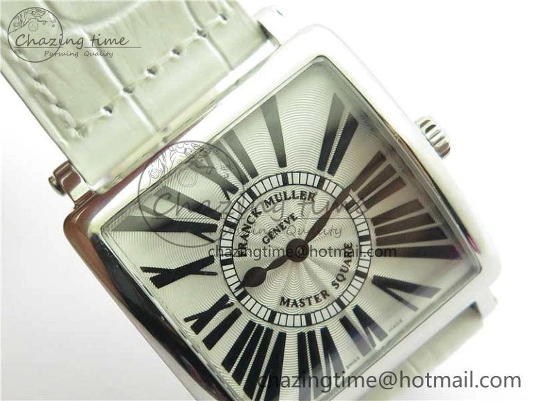 Master Square SS Ladies ZF 1:1 Best Edition White Black Roman Dial on White Leather Strap Ronda Quartz Durable 6555