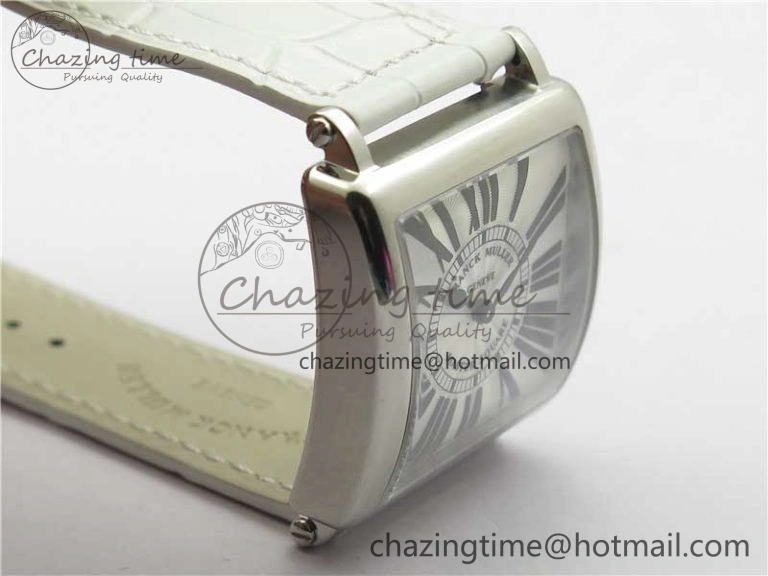 Master Square SS Ladies ZF 1:1 Best Edition White Black Roman Dial on White Leather Strap Ronda Quartz Durable 6555