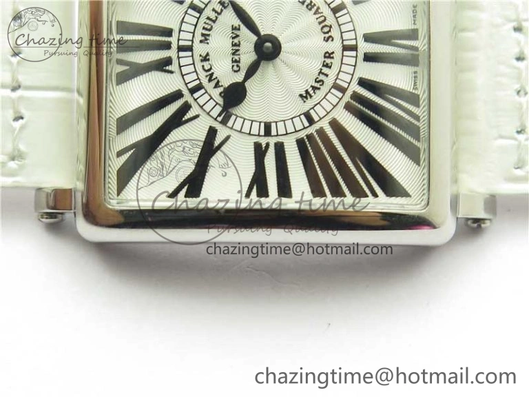 Master Square SS Ladies ZF 1:1 Best Edition White Black Roman Dial on White Leather Strap Ronda Quartz Durable 6555