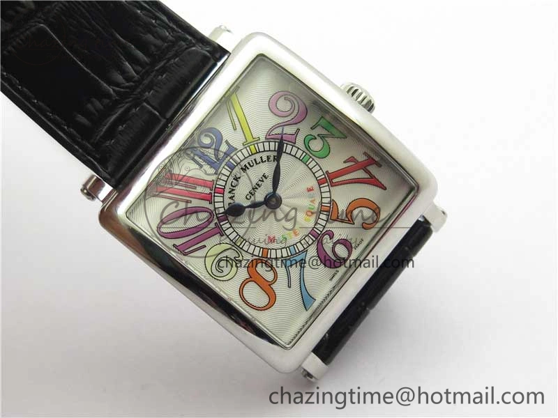 Master Square SS Ladies ZF 1:1 Best Edition White  Arabic Dial on Black Leather Strap Ronda Quartz Unique 6546