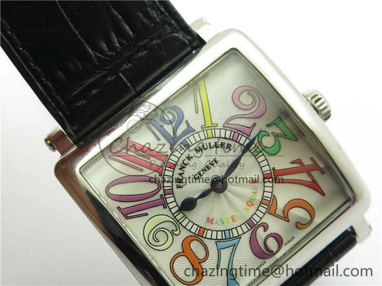Master Square SS Ladies ZF 1:1 Best Edition White  Arabic Dial on Black Leather Strap Ronda Quartz Unique 6546