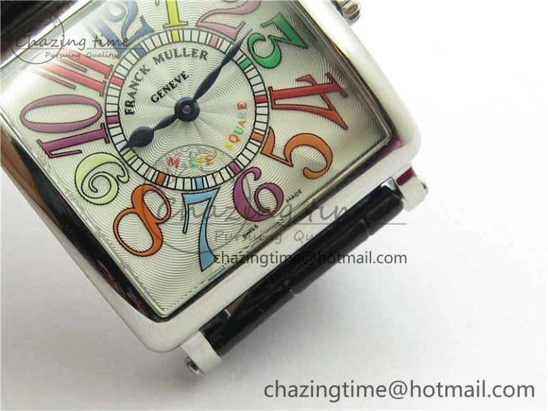 Master Square SS Ladies ZF 1:1 Best Edition White  Arabic Dial on Black Leather Strap Ronda Quartz Unique 6546