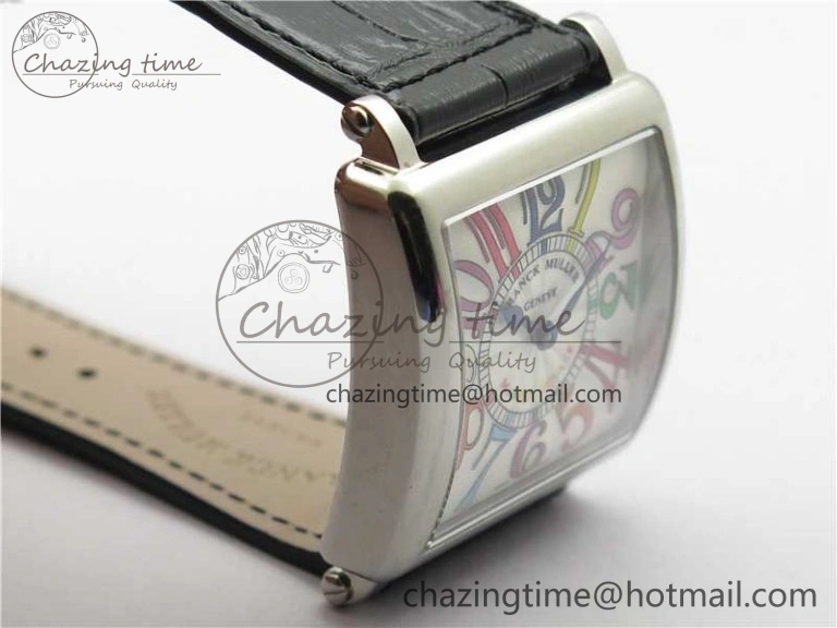 Master Square SS Ladies ZF 1:1 Best Edition White  Arabic Dial on Black Leather Strap Ronda Quartz Unique 6546