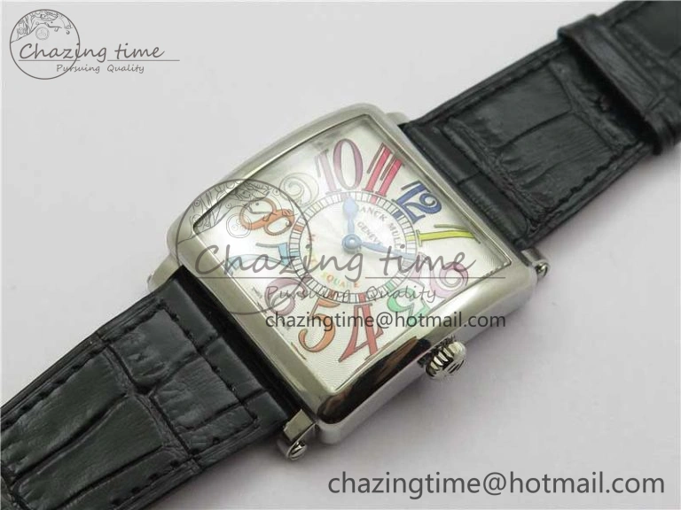 Master Square SS Ladies ZF 1:1 Best Edition White  Arabic Dial on Black Leather Strap Ronda Quartz Unique 6546