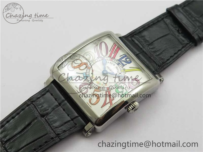 Master Square SS Ladies ZF 1:1 Best Edition White  Arabic Dial on Black Leather Strap Ronda Quartz Unique 6546