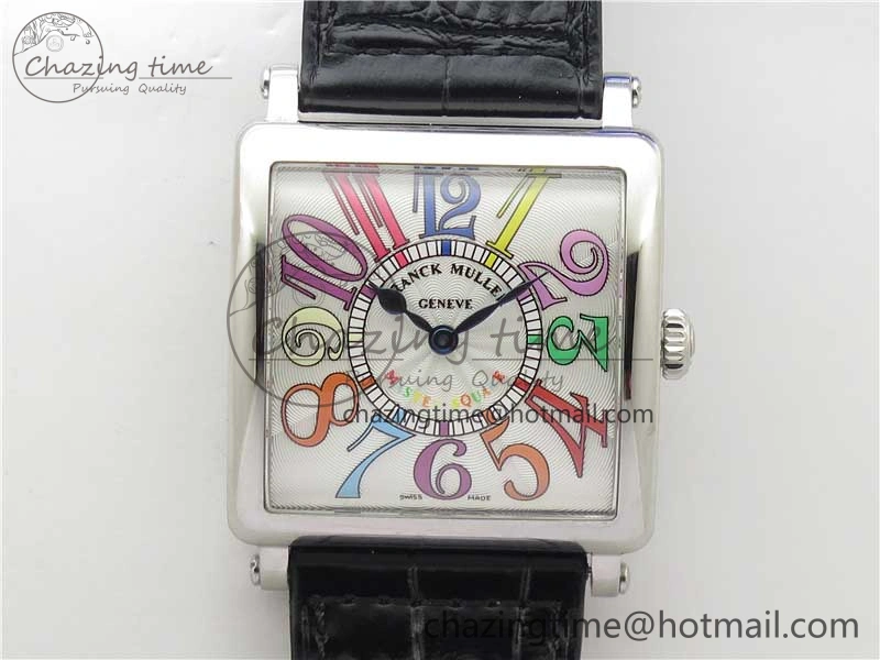 Master Square SS Ladies ZF 1:1 Best Edition White  Arabic Dial on Black Leather Strap Ronda Quartz Unique 6546