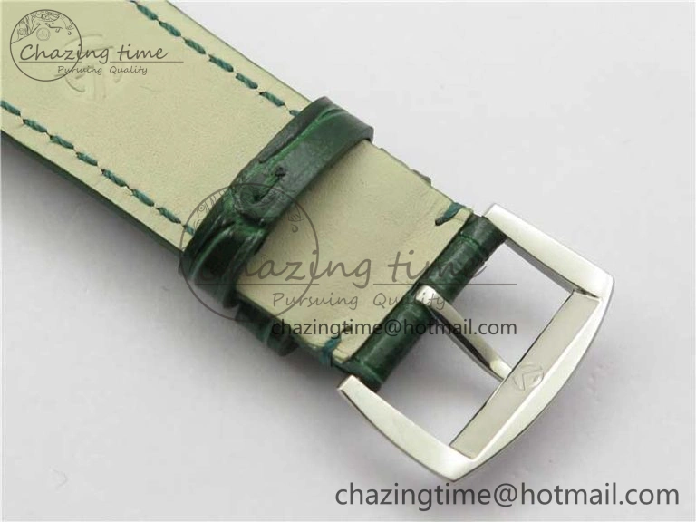 Master Square SS Ladies ZF 1:1 Best Edition White  Arabic Dial on Green Leather Strap Ronda Quartz Comfortable 6544