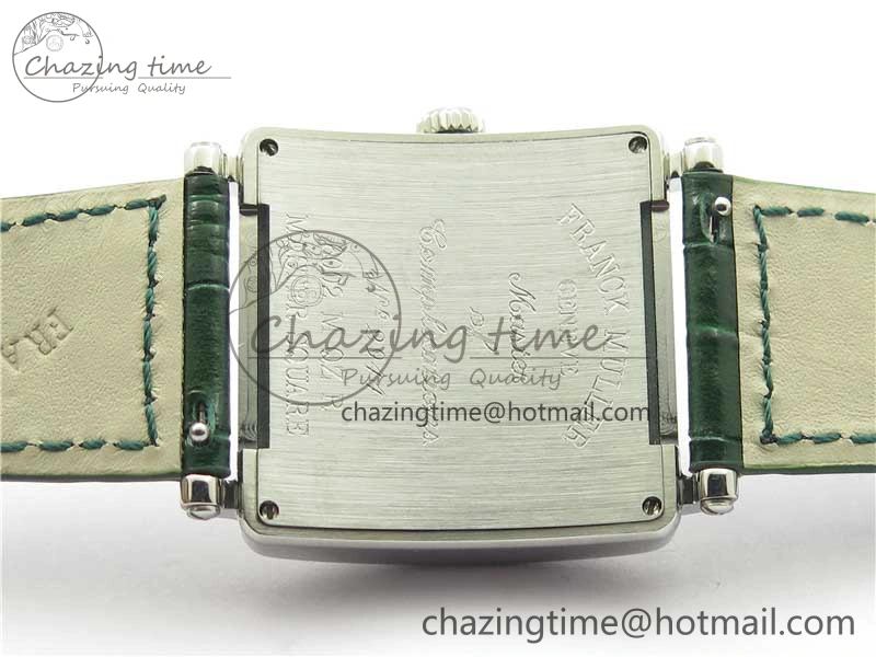 Master Square SS Ladies ZF 1:1 Best Edition White  Arabic Dial on Green Leather Strap Ronda Quartz Comfortable 6544