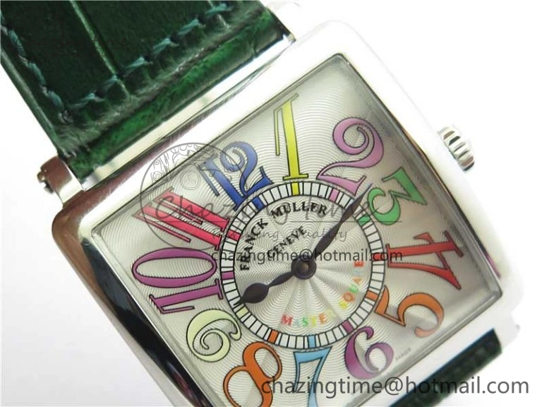 Master Square SS Ladies ZF 1:1 Best Edition White  Arabic Dial on Green Leather Strap Ronda Quartz Comfortable 6544