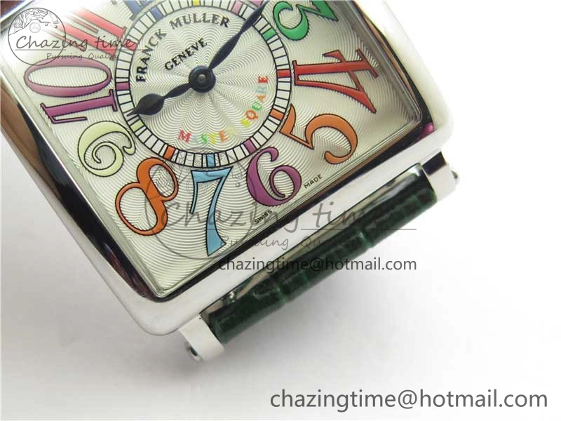 Master Square SS Ladies ZF 1:1 Best Edition White  Arabic Dial on Green Leather Strap Ronda Quartz Comfortable 6544
